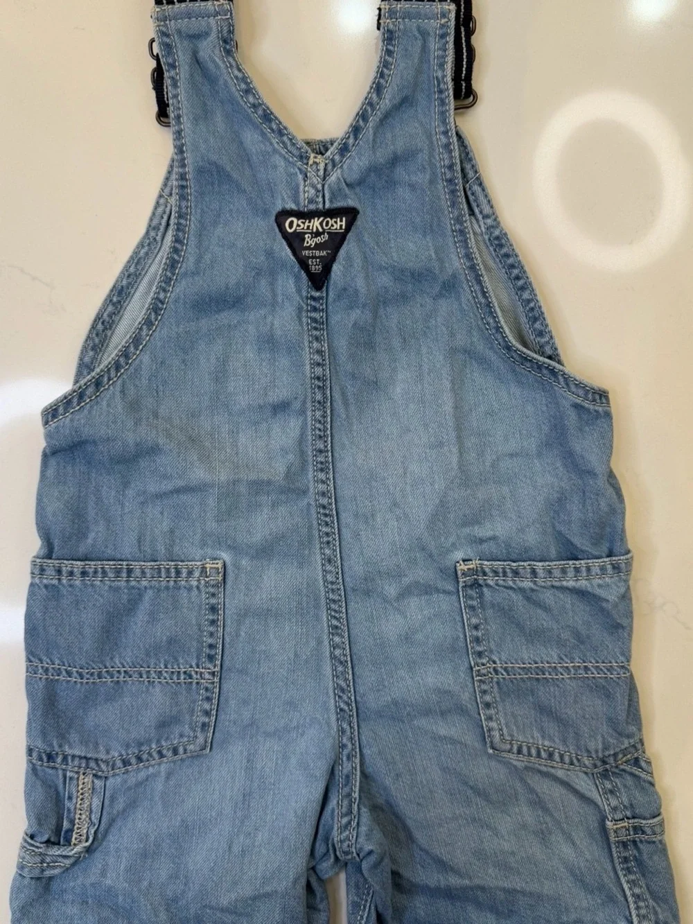 OshKosh B’gosh Denim Shortalls Overalls 3T Striped Straps